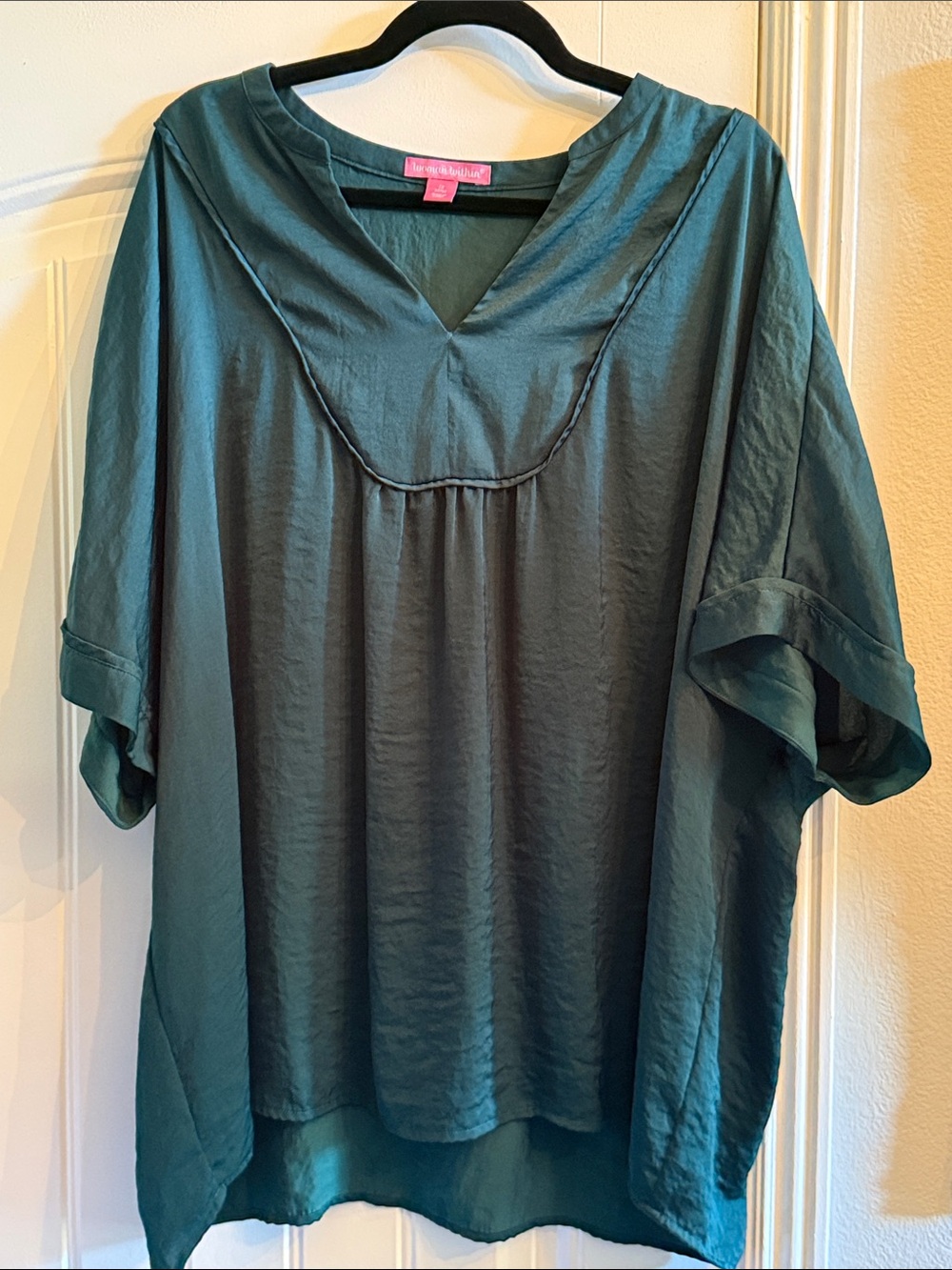 Woman Within Teal V-Neck Tunic